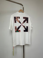 Off White T-shirt in off-white with large black X photo collage on back