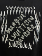 Louis Vuitton black T-shirt close-up of rhinestone chest graphic