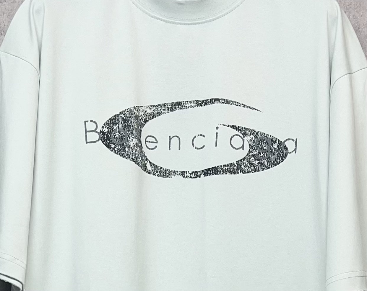 Balenciaga short-sleeve T-shirt in light mint with oval graphic logo print detail