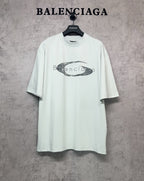 Balenciaga short-sleeve T-shirt in light mint with oval graphic logo print on chest