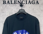 Balenciaga short-sleeve T-shirt, dark navy, upper front area with collar and neckline