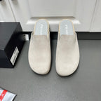 Prada sandals in light beige suede, slip-on mule with cushioned footbed