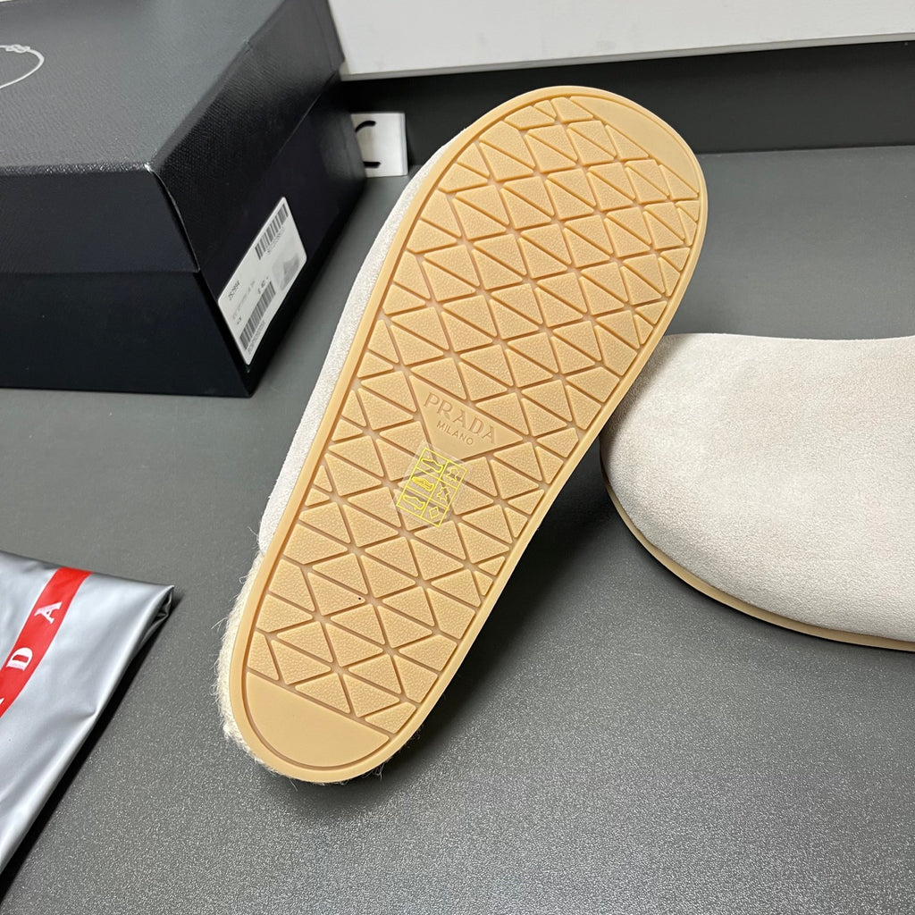 Prada outsole for light beige sandals, geometric tread pattern on rubber sole