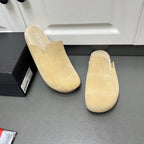 Prada suede slip-on sandals, light tan color, open toe with cushioned footbed