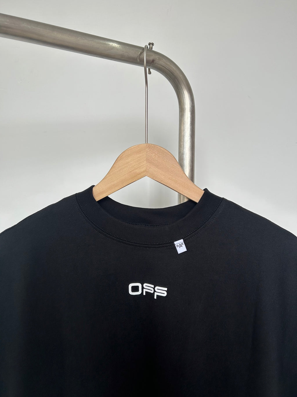 Off White black T-shirt with OFFS logo, crew neck and size tag