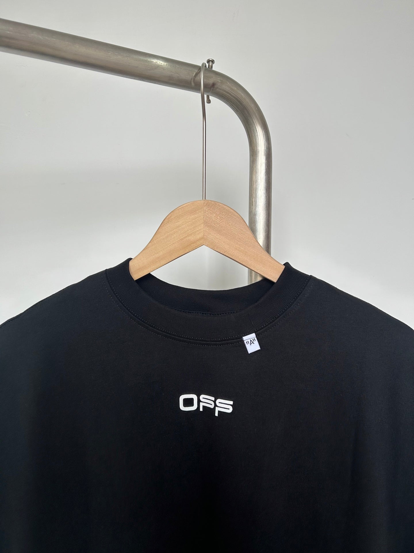 Off White black T-shirt with OFFS logo, crew neck and size tag