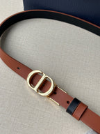 Dior leather belt with tan strap and oval gold-tone buckle