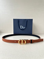 Dior leather belt in tan with gold-tone double D buckle
