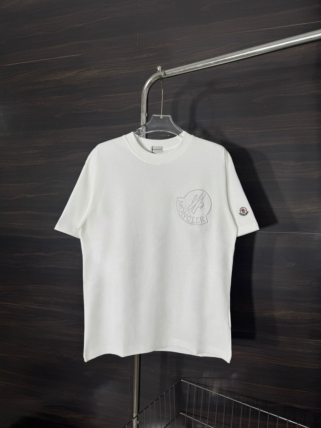 Short-sleeve T-shirt, white, Moncler chest logo patch