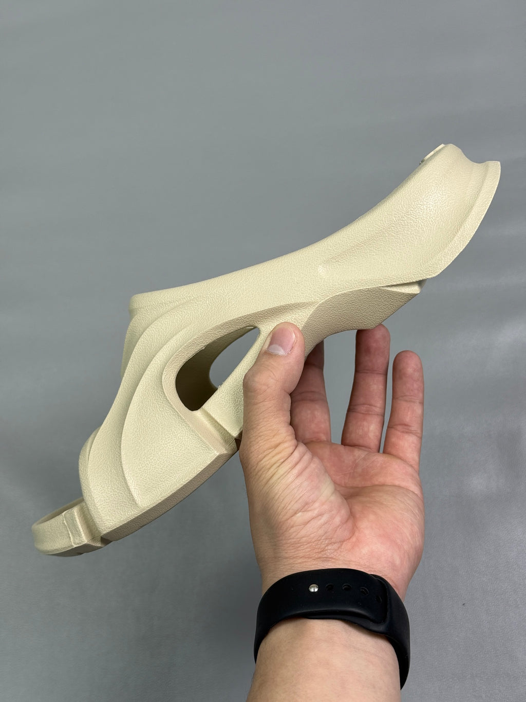 Cream Balenciaga slide sandals, open toe with contoured upper and cushioned footbed