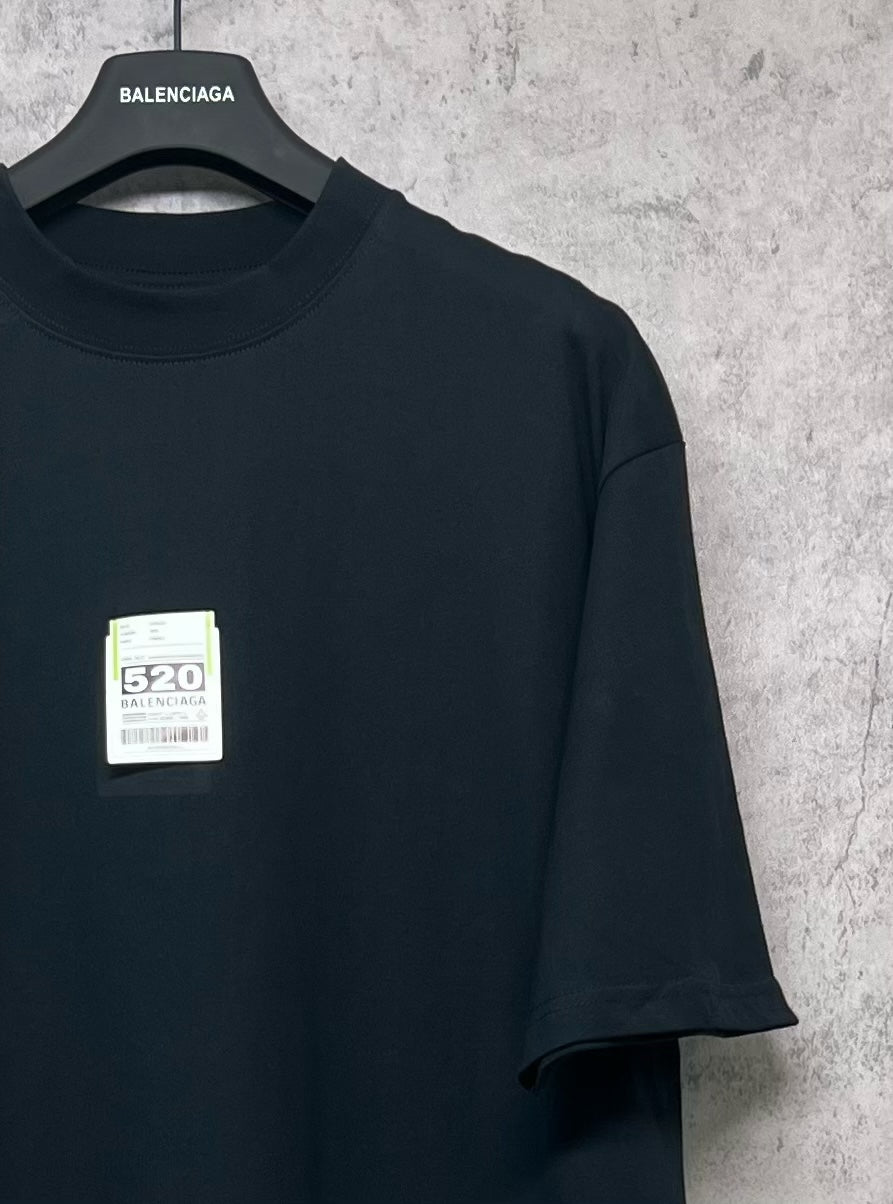Balenciaga crew-neck short-sleeve T-shirt, dark, label 520 on chest