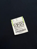 Balenciaga size label 520 on dark T-shirt fabric