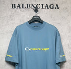 Blue Balenciaga short-sleeve T-shirt with crew neck and front logo