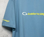 Blue Balenciaga T-shirt sleeve and side logo print detail