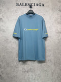 Blue Balenciaga logo T-shirt with short sleeves and crew neck