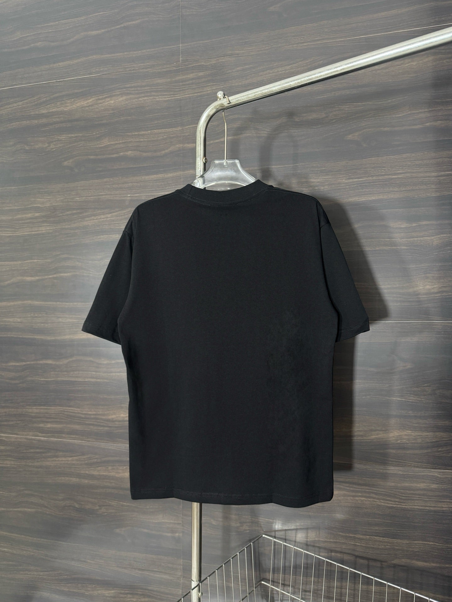 Black crewneck T-shirt, plain back