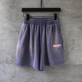 Balenciaga lavender shorts with elastic waistband and front pleats