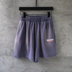 Balenciaga lavender shorts with elastic waistband and front pleats