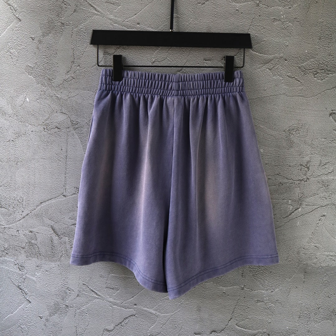 Balenciaga lavender shorts with elastic waistband and relaxed wide leg
