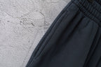 Dark navy shorts with diagonal seam and waistband stitching
