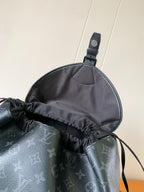Louis Vuitton monogram backpack top opening with gathered drawstring detail