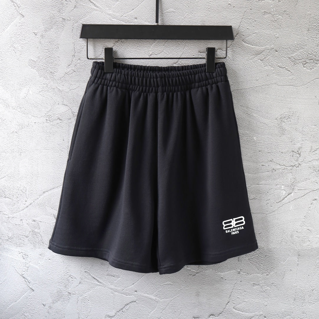 Balenciaga black drawstring shorts with elastic waistband