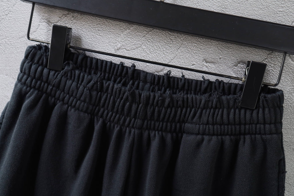 Black Balenciaga shorts waistband with elastic gathers and drawstring tabs