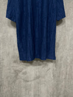 Dior short-sleeve crewneck T-shirt, dark blue, embossed logo pattern on fabric
