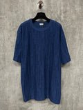 Dior short-sleeve crewneck T-shirt in dark blue with embossed logo pattern
