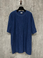 Dior short-sleeve crewneck T-shirt in dark blue with embossed logo pattern