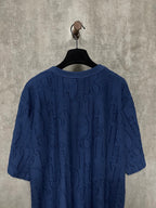 Dior short-sleeve crewneck T-shirt in dark blue with embossed allover logo details