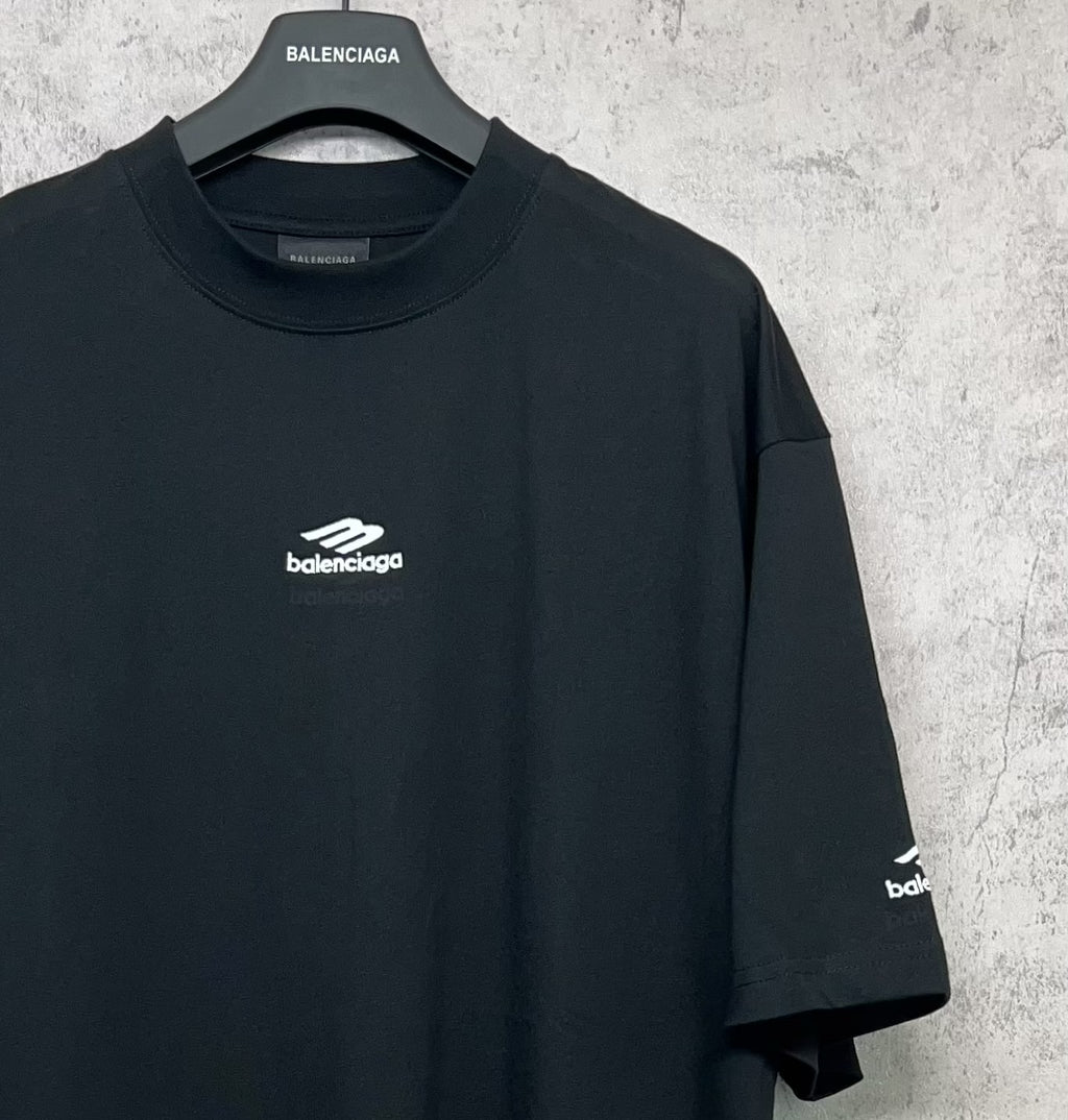 Balenciaga short-sleeve crewneck T-shirt front view with centered chest logo