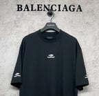 Balenciaga short-sleeve crewneck T-shirt with small chest logo and sleeve logo