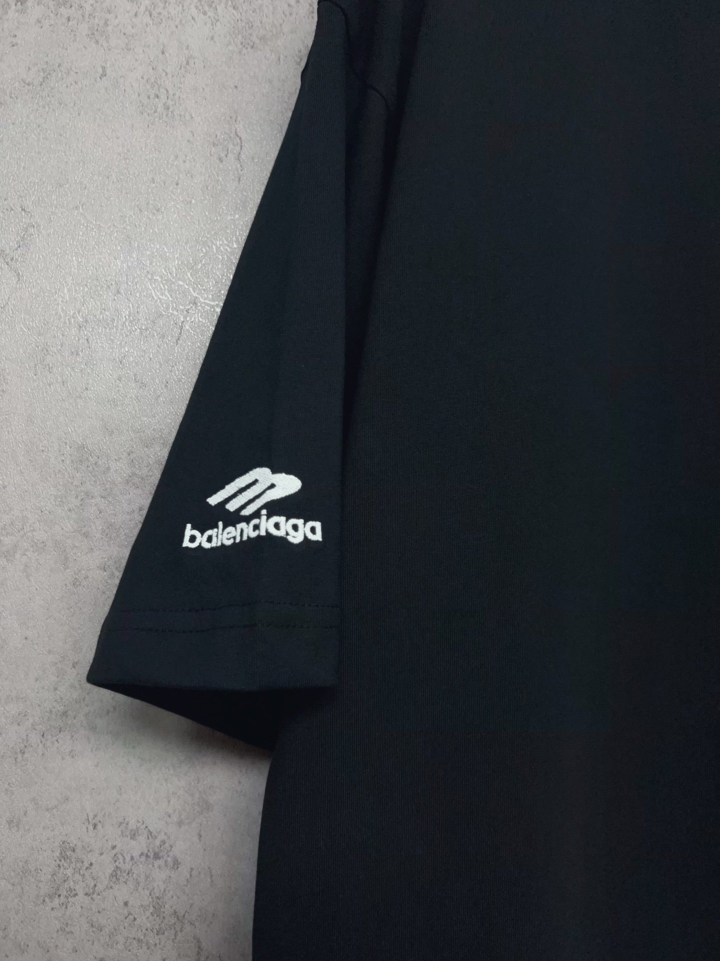 Balenciaga short-sleeve T-shirt side view with sleeve logo detail