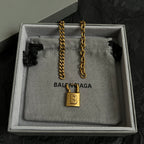 Balenciaga necklace with two-tone chain and square B padlock charm