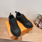 Hermes unisex sneakers, black lace-up, low-cut collar, grippy outsole