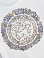 Versace white T-shirt Medusa rhinestone portrait graphic in multicolor dots
