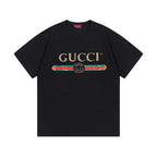Black Gucci short-sleeve T-shirt with front Gucci logo print