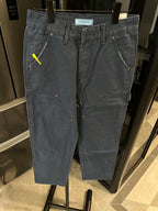 Prada denim cargo pants, medium-dark wash, button fly, multiple side and cargo pockets