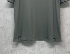 Balenciaga crewneck T-shirt hem detail in dark gray-green, short sleeves