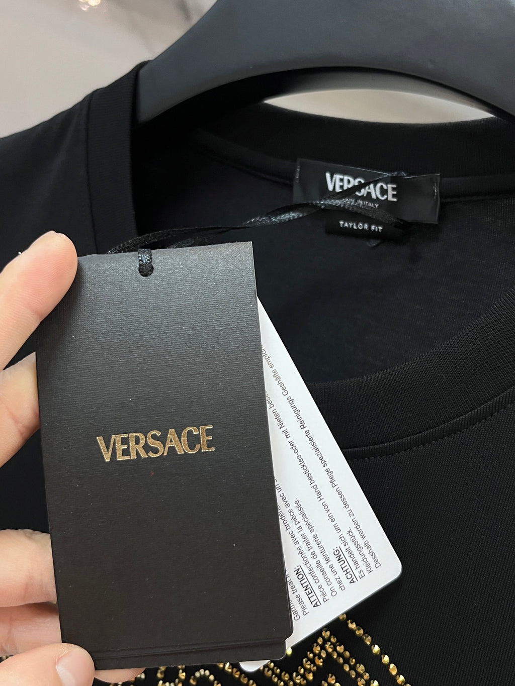 Versace black T-shirt with hangtag and inner neck label