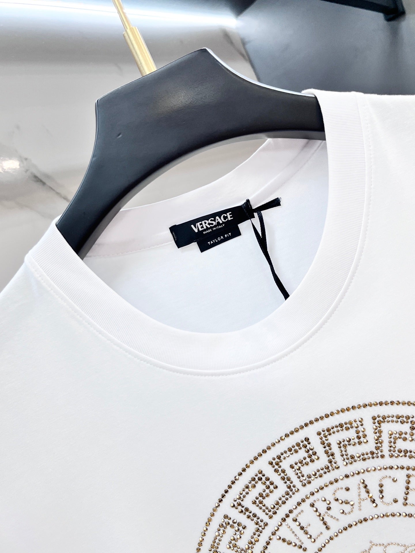 Versace white T-shirt crew neck with black neck label