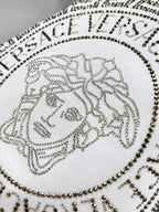 Versace T-shirt medallion graphic with gold-tone bead trim
