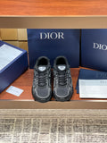 Dior ladies lace-up sneakers: dark gray with white trim, chunky rubber sole