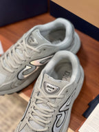 Dior ladies sneaker toe and laces, light gray with Dior logo patch