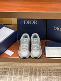 Dior ladies sneakers, light gray mesh upper with lace-up front and rubber sole
