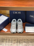 Dior ladies sneakers, light gray mesh upper with lace-up front and rubber sole