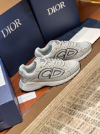 Dior ladies sneakers, light gray with molded logo details and lace-up ties