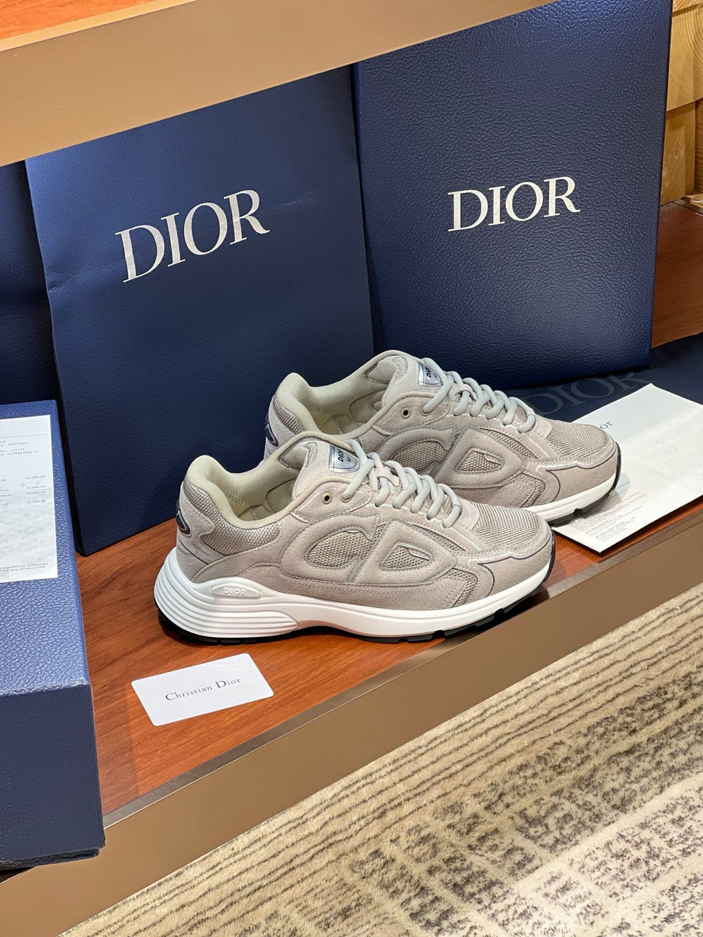 Dior women's beige lace-up sneakers, profile view