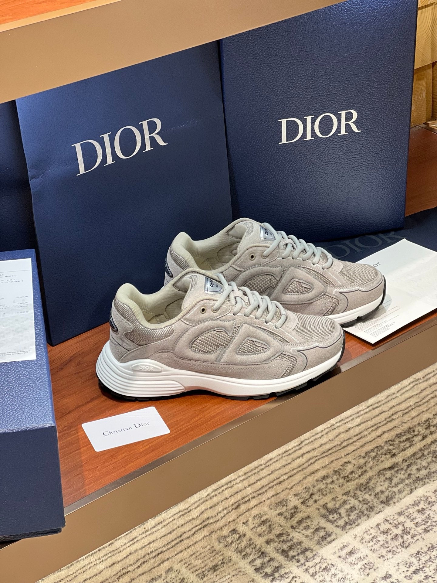 Dior women's beige lace-up sneakers, profile view